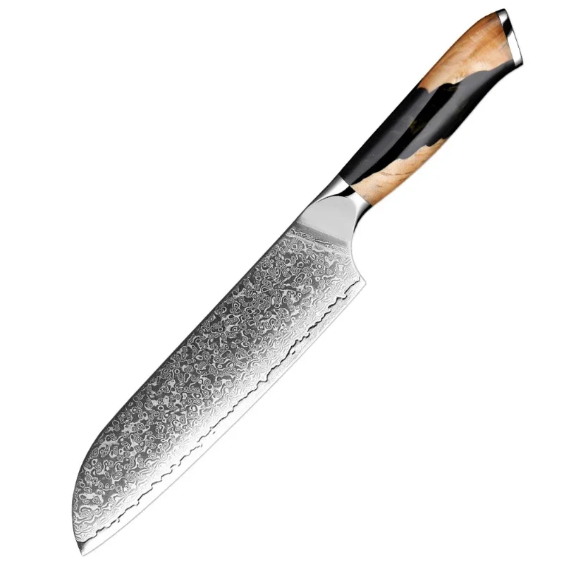 Couteau Santoku Japonais en Acier Damas