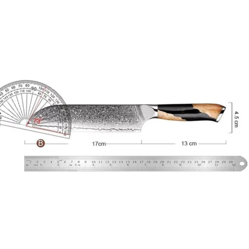 Couteau Santoku Japonais en Acier Damas