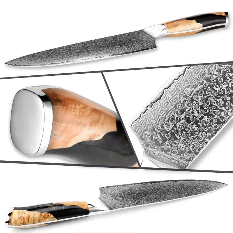Couteau Santoku Japonais en Acier Damas