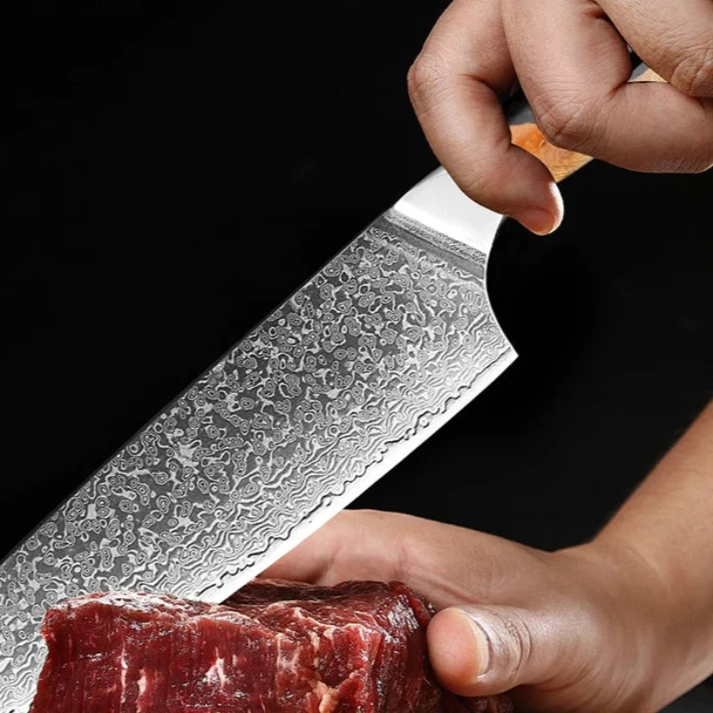 Couteau Santoku Japonais en Acier Damas