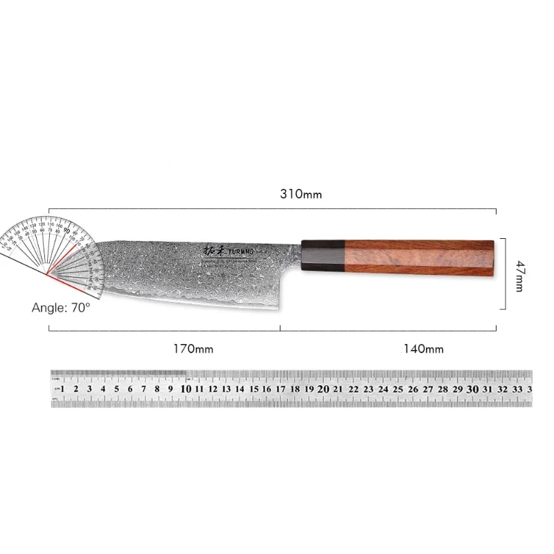 Couteau Santoku Japonais Lame Damas