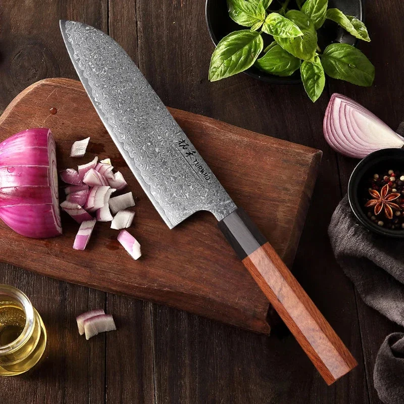 Couteau Santoku Japonais Lame Damas