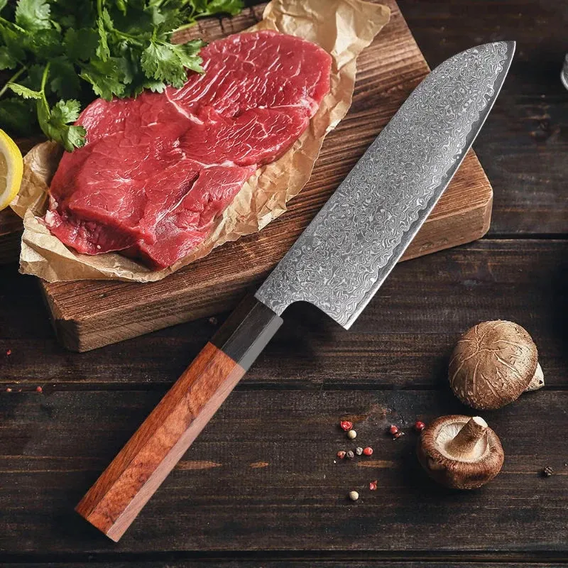 Couteau Santoku Japonais Lame Damas