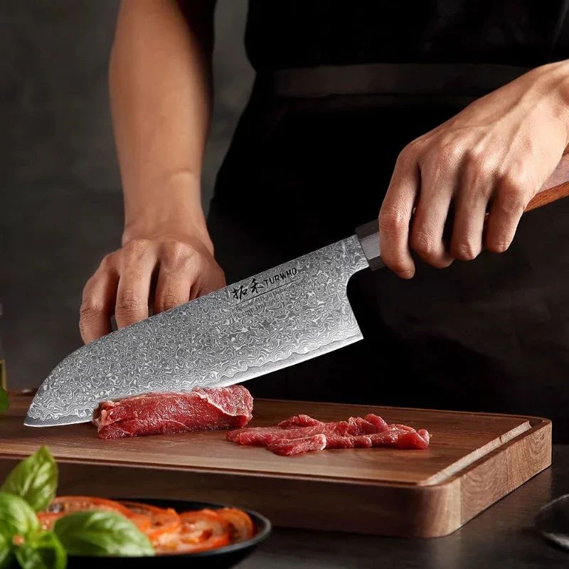 Couteau Santoku Japonais Lame Damas