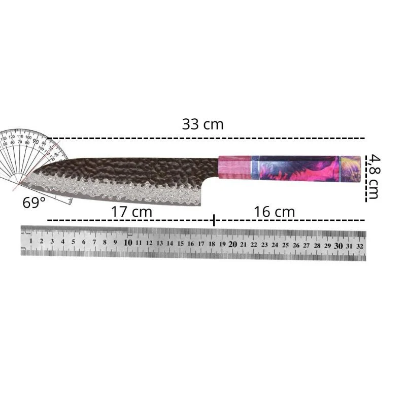 Couteau Santoku Damas Martelé