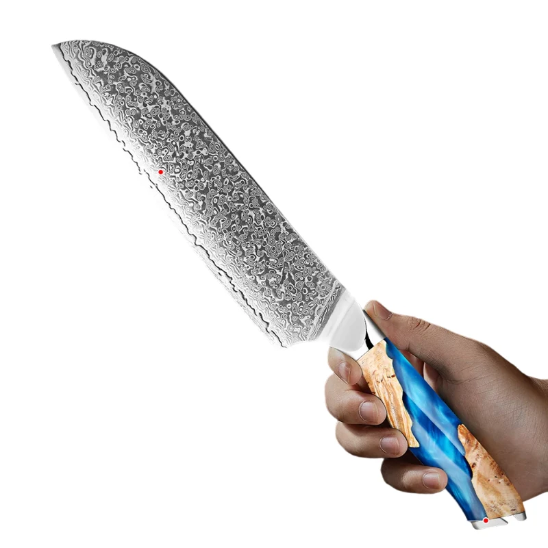 Couteau Santoku Lame Acier Damas