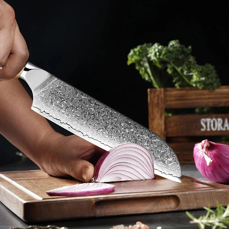 Couteau Santoku Lame Acier Damas