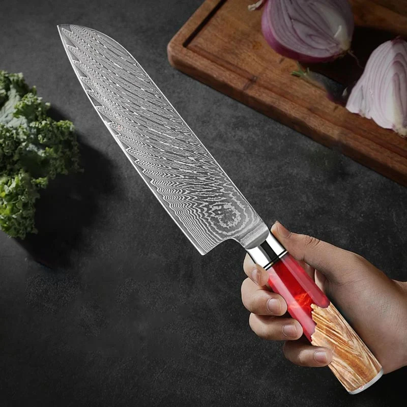 Couteau Santoku en Acier Damas