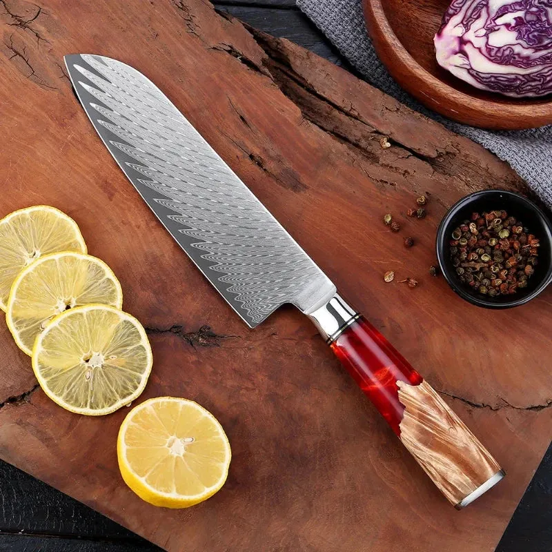 Couteau Santoku en Acier Damas