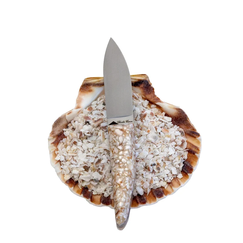 Couteau à huître manche en COQUILLES ST JACQUES recyclées