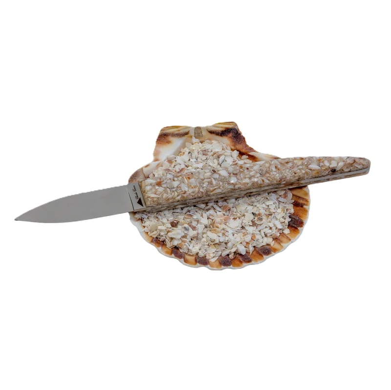 Grand couteau à huître manche en COQUILLES ST JACQUES