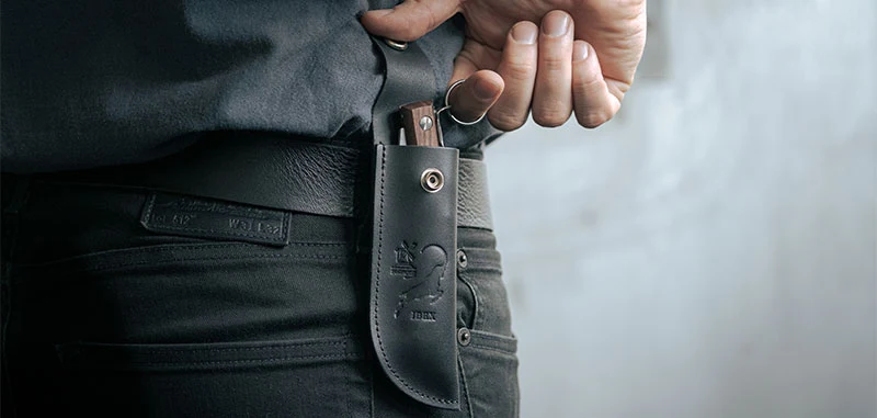 Étui Cuir Noir Windmühlenmesser Pour IBEX 100
