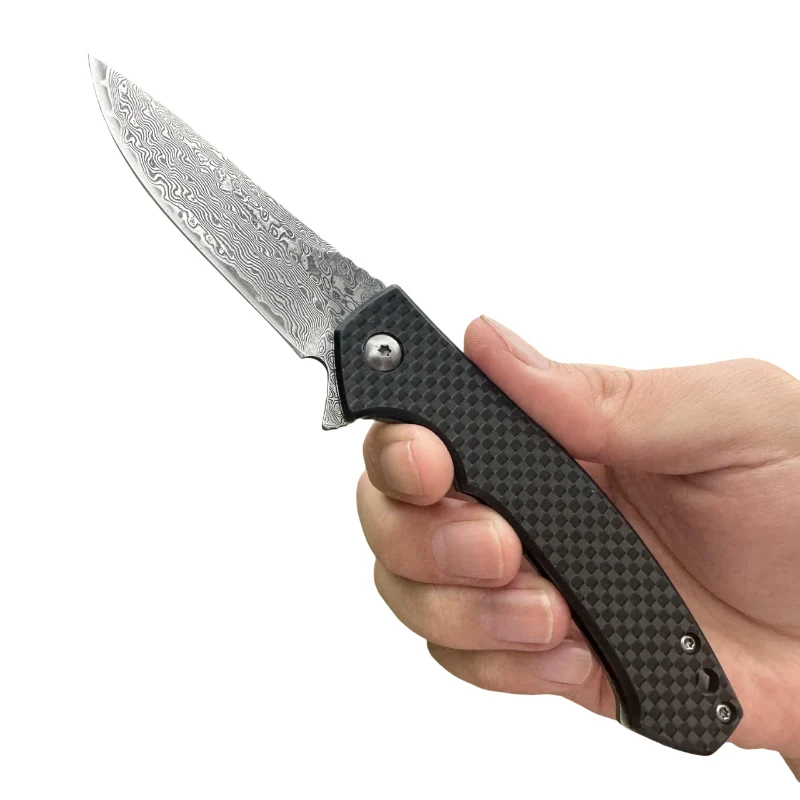 Couteau Pliant Damas Carbone