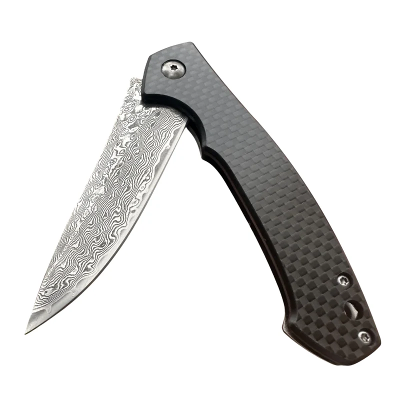 Couteau Pliant Damas Carbone