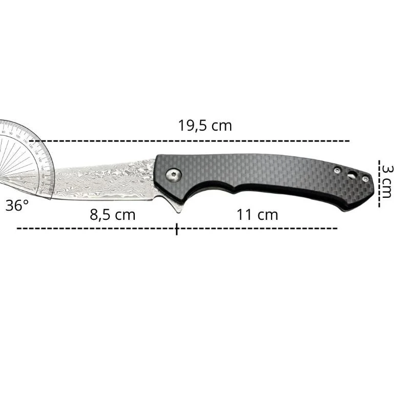 Couteau Pliant Damas Carbone