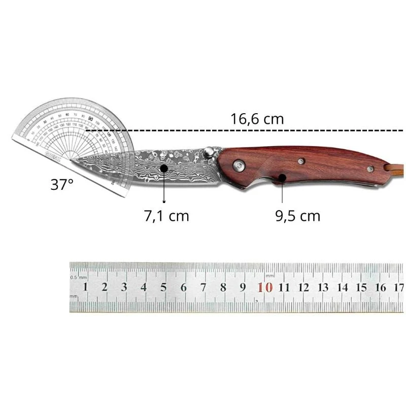 Couteau Pliant Damas Hinoki