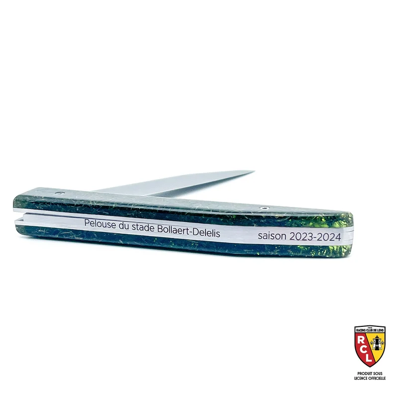 Couteau pliant RC LENS avec son manche en pelouse du stade Bollaert-Delelis 2024-2025 (SOUS LICENCE OFFICIELLE)