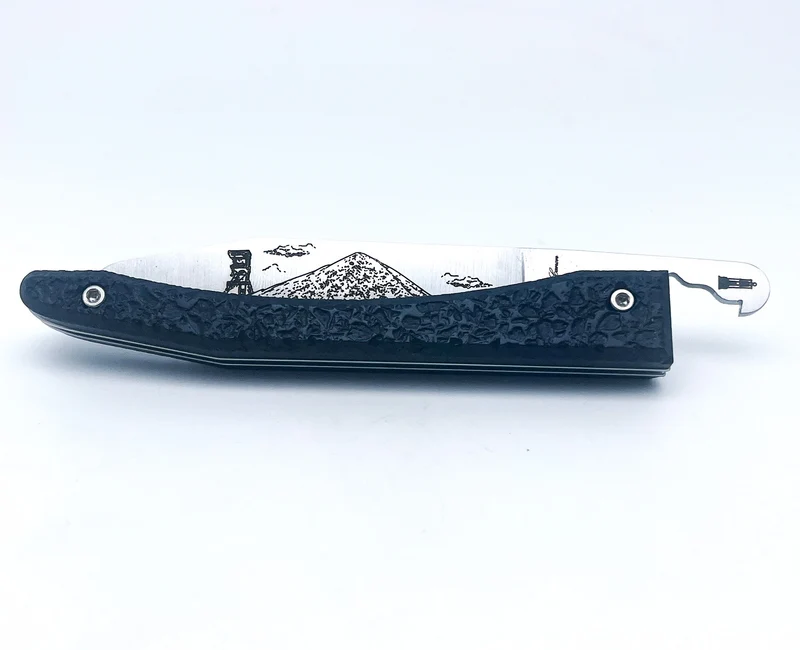 Couteau piémontais manche charbon brut