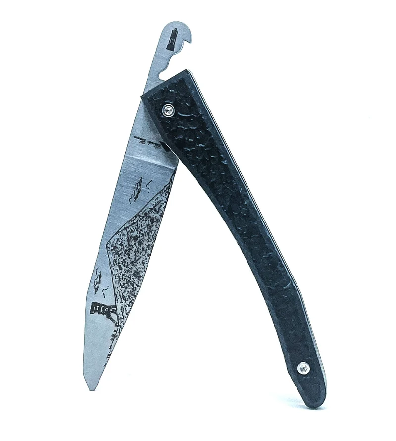 Couteau piémontais manche charbon brut