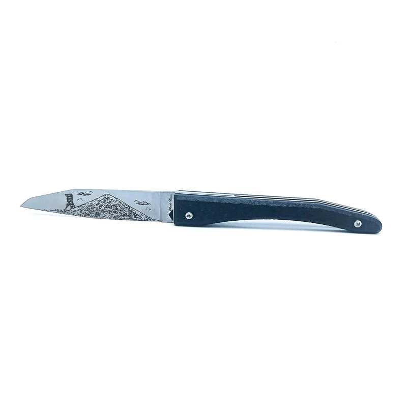 Couteau piémontais manche charbon brut
