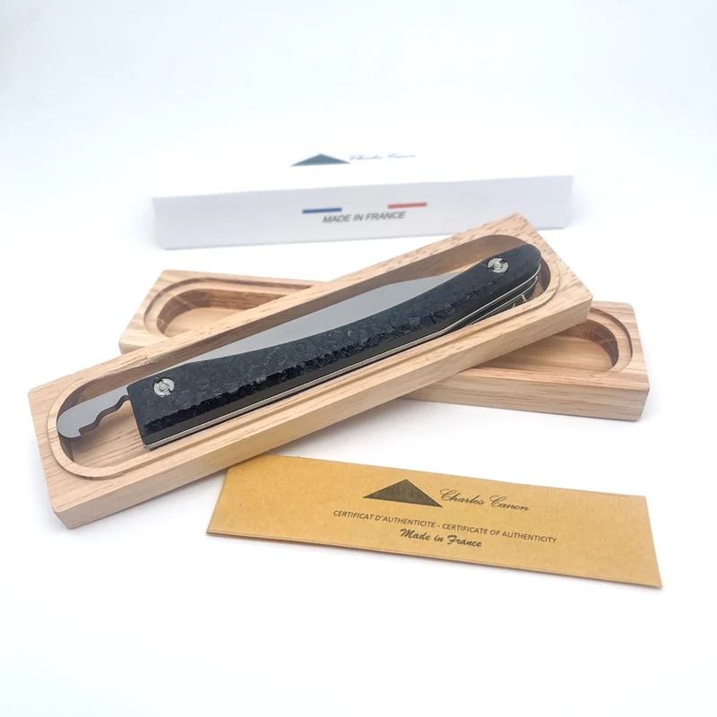 Couteau piémontais manche charbon brut