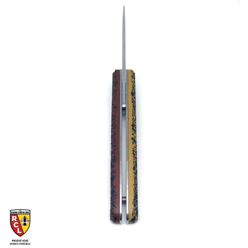 Couteau piémontais RC LENS avec son manche en charbon SANG et OR (SOUS LICENCE OFFICIELLE)