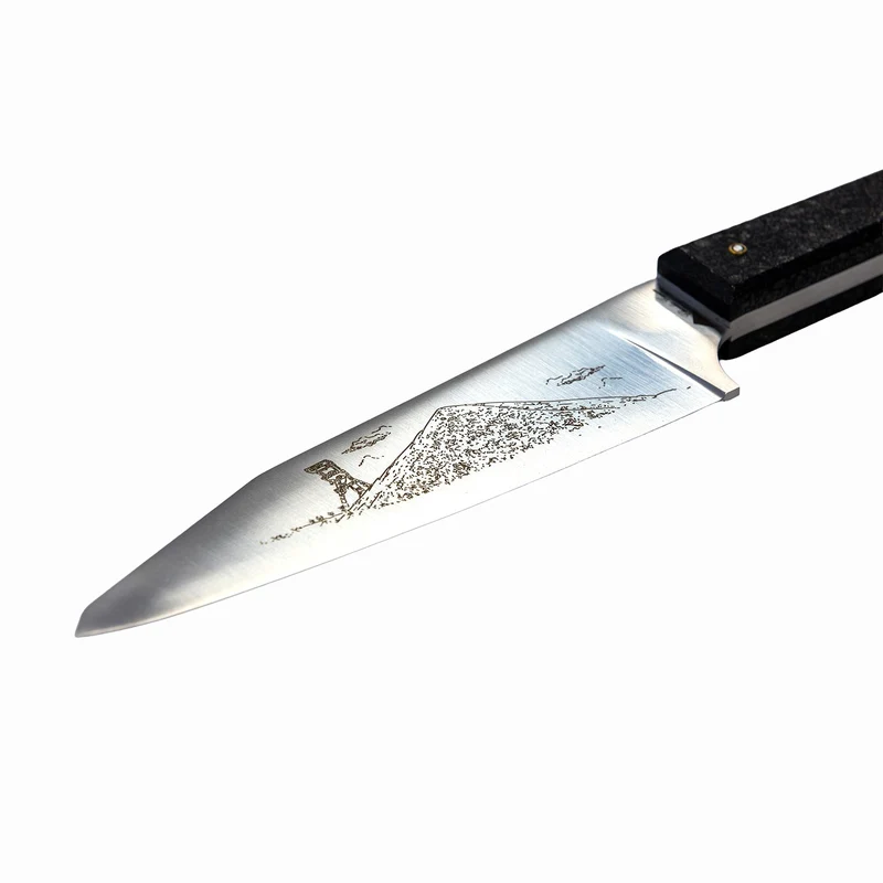 Couteau du chef manche en charbon brut