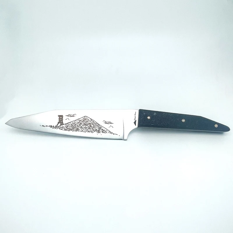 Couteau du chef manche en charbon brut