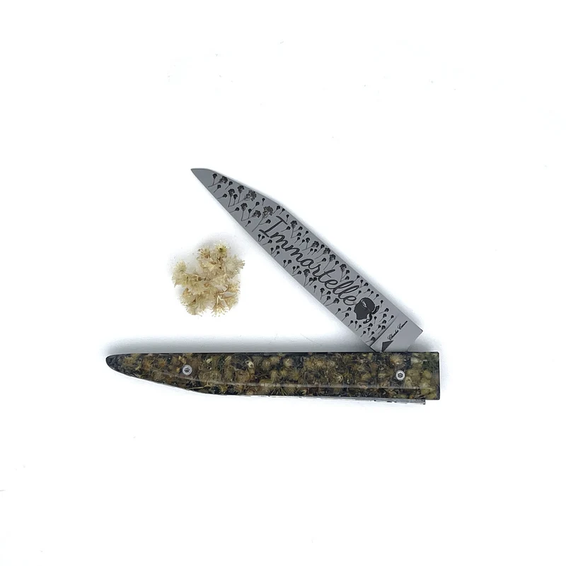 Couteau manche en fleur d'immortelle de Corse