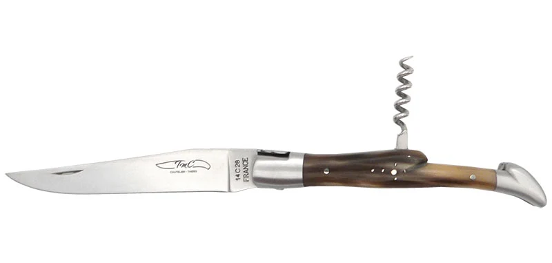Couteau Laguiole Tire Bouchon Corne Naturel TMC