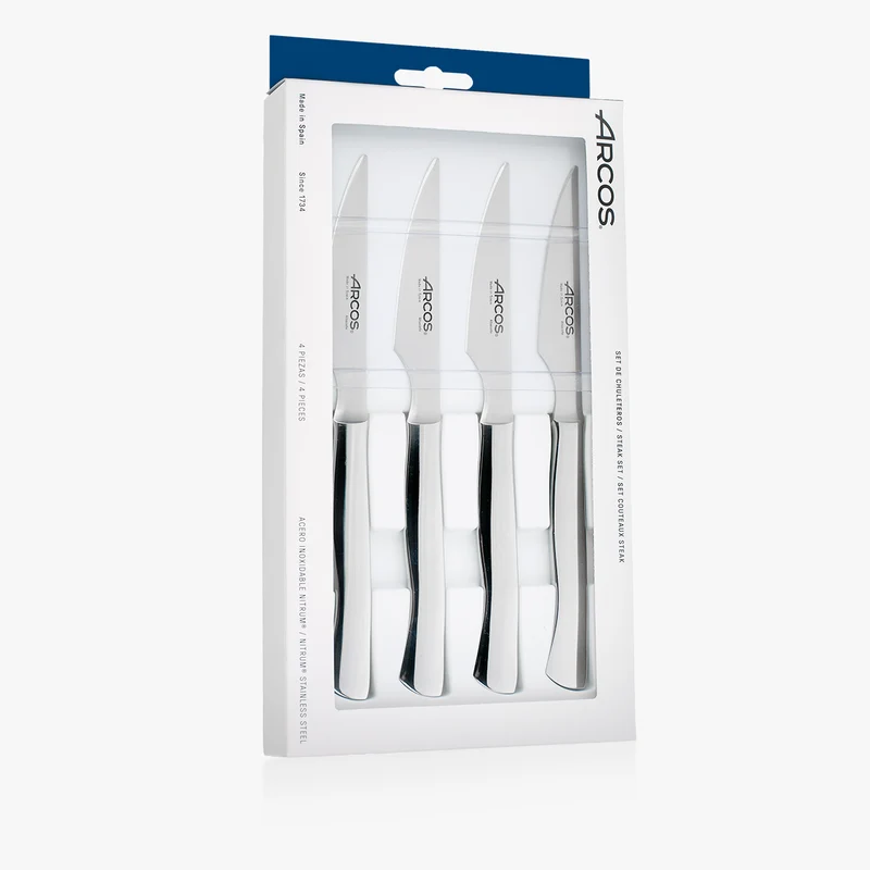 Juego 4 pzas. Cuchillos Chuleteros Monoblock Filo Liso