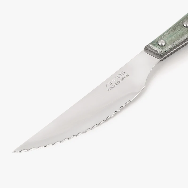 Set 6 pzas. Cuchillo Chuletero Madera de Chopo Comprimida Tinte Azul