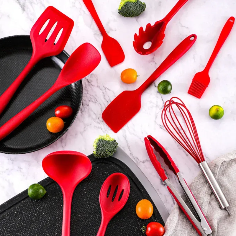 Set Ustensiles Silicone 10 pièces | Non-adhérent et résistant à la chaleur