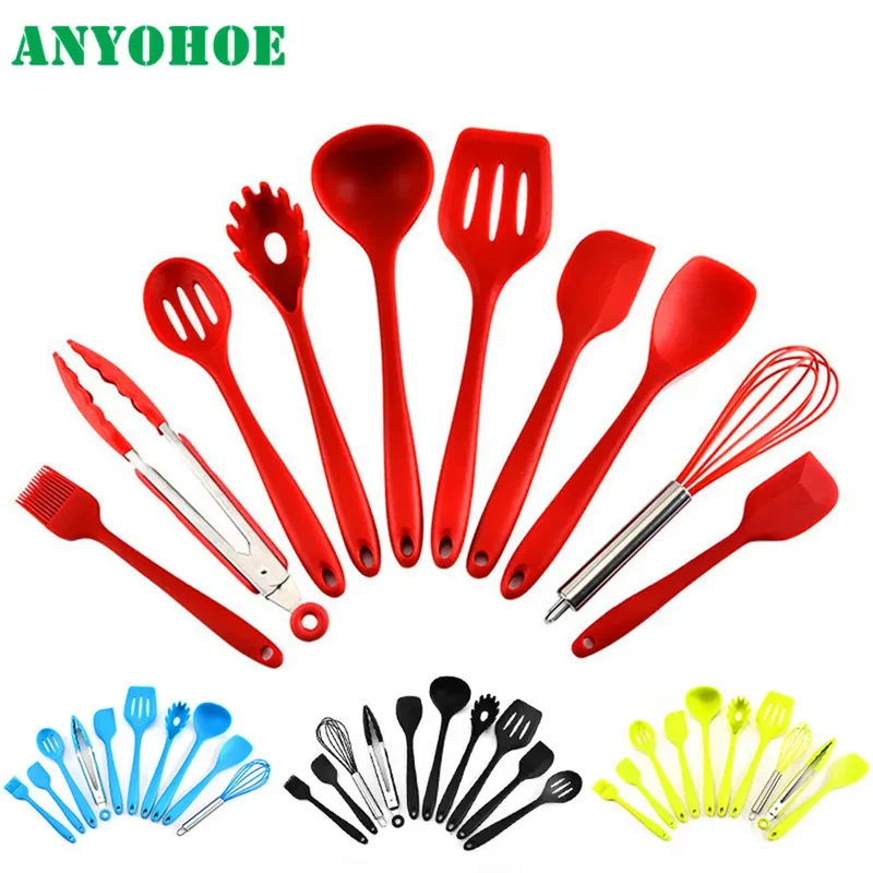Set Ustensiles Silicone 10 pièces | Non-adhérent et résistant à la chaleur
