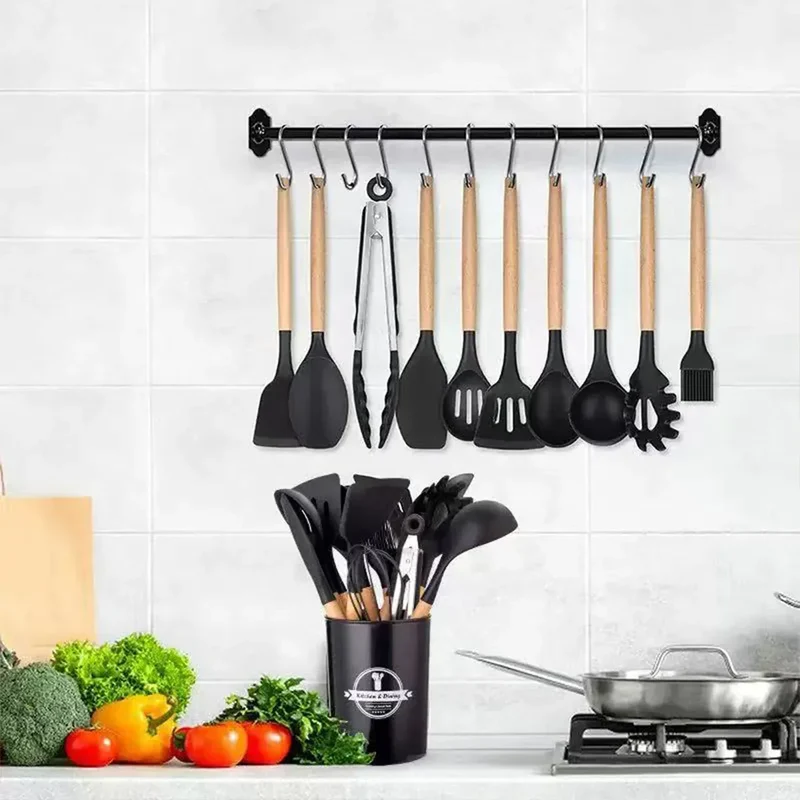 Set Ustensiles Silicone 46 pièces Non-adhésif et résistant à la chaleur