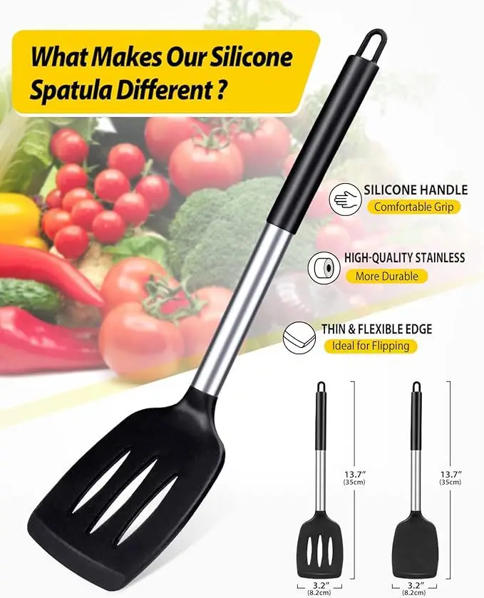 Set Spatules Silicone 1/2 pièces Résistantes à la Chaleur pour Cuisine