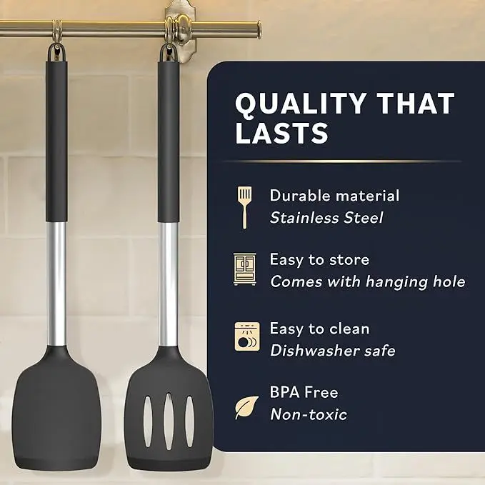 Set Spatules Silicone 1/2 pièces Résistantes à la Chaleur pour Cuisine