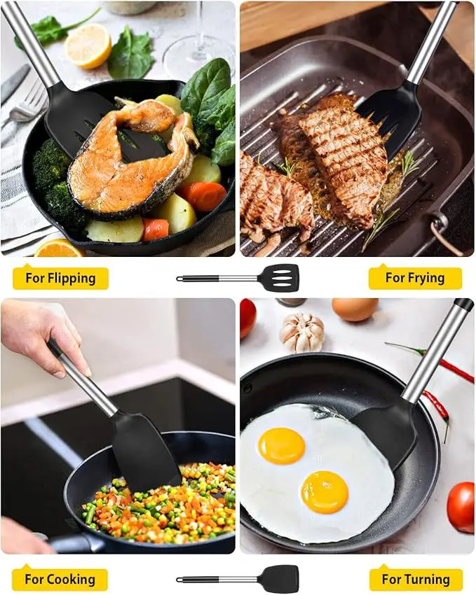 Set Spatules Silicone 1/2 pièces Résistantes à la Chaleur pour Cuisine