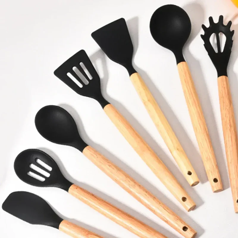 Set Ustensiles Silicone 12 Pièces | Résistant à la Chaleur avec Support