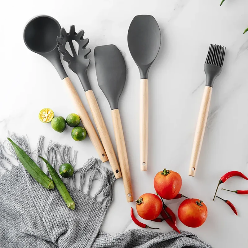Set Ustensiles Silicone 10 pièces | Résistants à la chaleur et Antiadhésifs