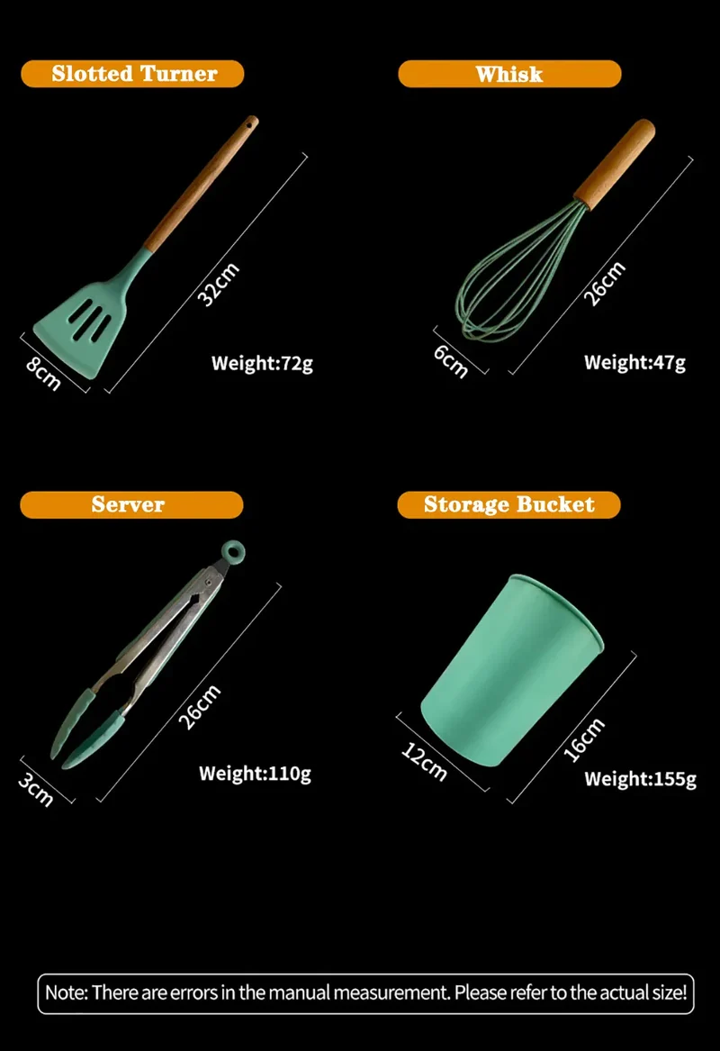 Set Ustensiles Silicone 10 pièces | Résistants à la chaleur et Antiadhésifs