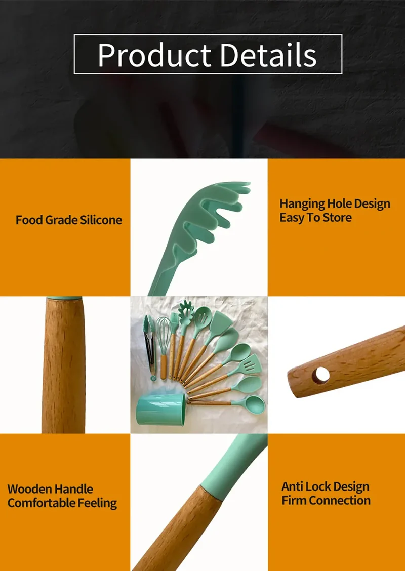 Set Ustensiles Silicone 10 pièces | Résistants à la chaleur et Antiadhésifs