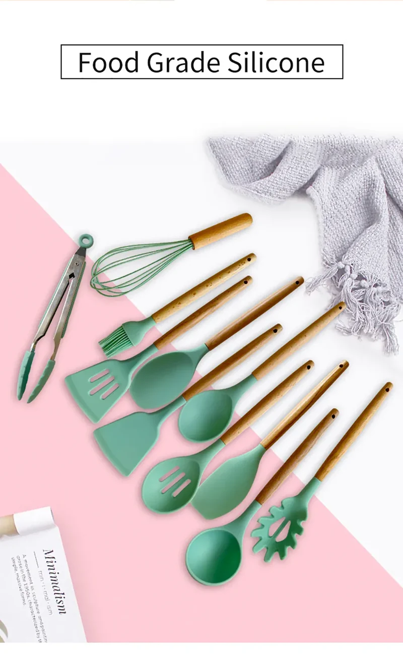 Set Ustensiles Silicone 10 pièces | Résistants à la chaleur et Antiadhésifs