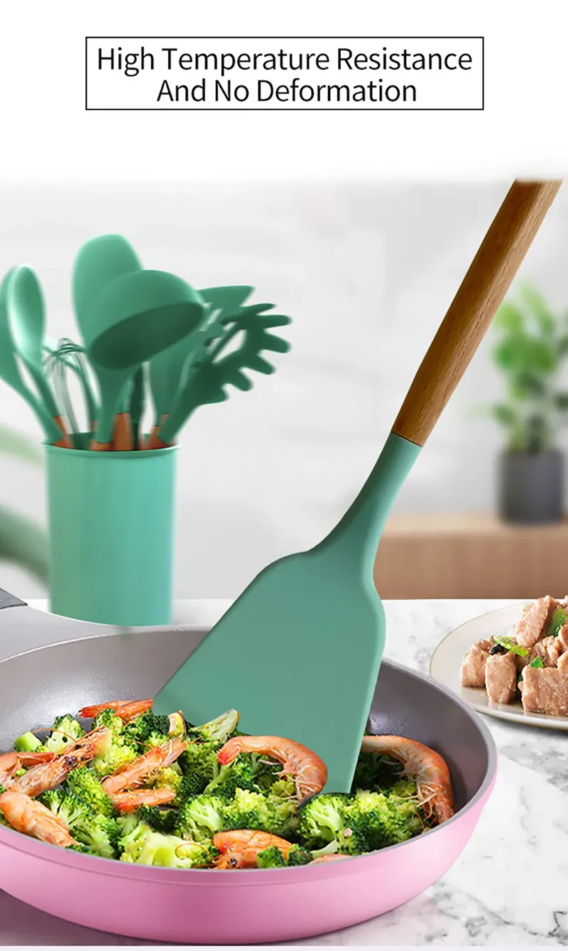 Set Ustensiles Silicone 10 pièces | Résistants à la chaleur et Antiadhésifs