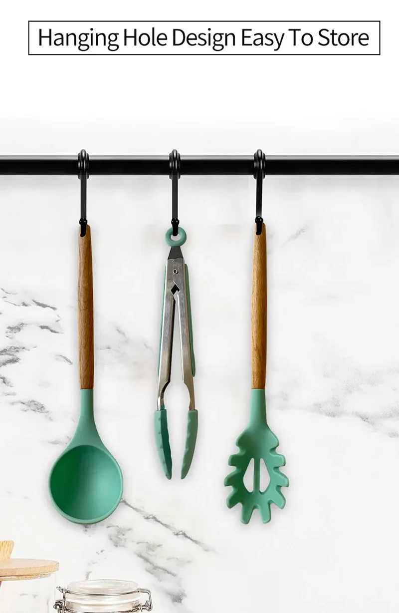 Set Ustensiles Silicone 10 pièces | Résistants à la chaleur et Antiadhésifs