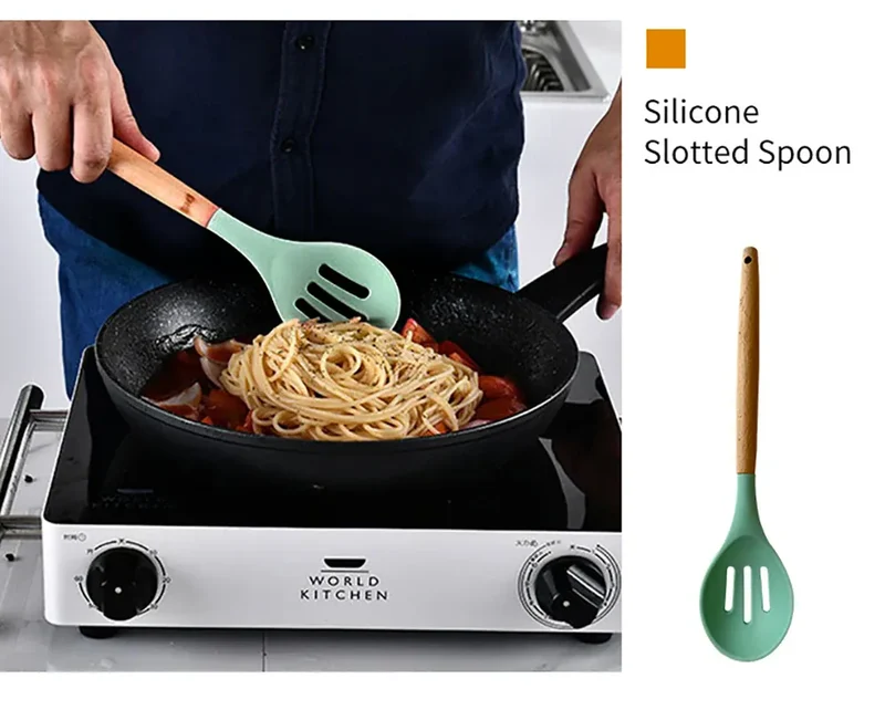 Set Ustensiles Silicone 10 pièces | Résistants à la chaleur et Antiadhésifs
