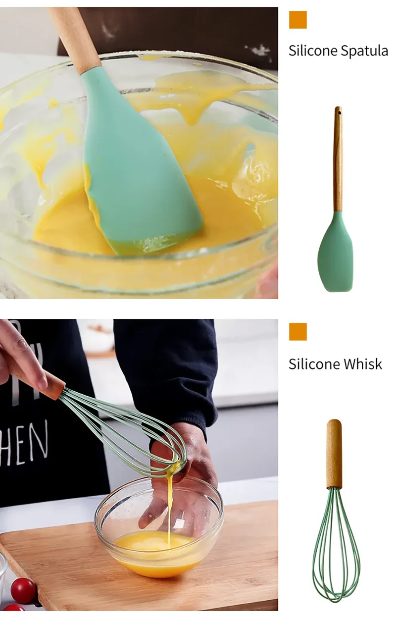 Set Ustensiles Silicone 10 pièces | Résistants à la chaleur et Antiadhésifs