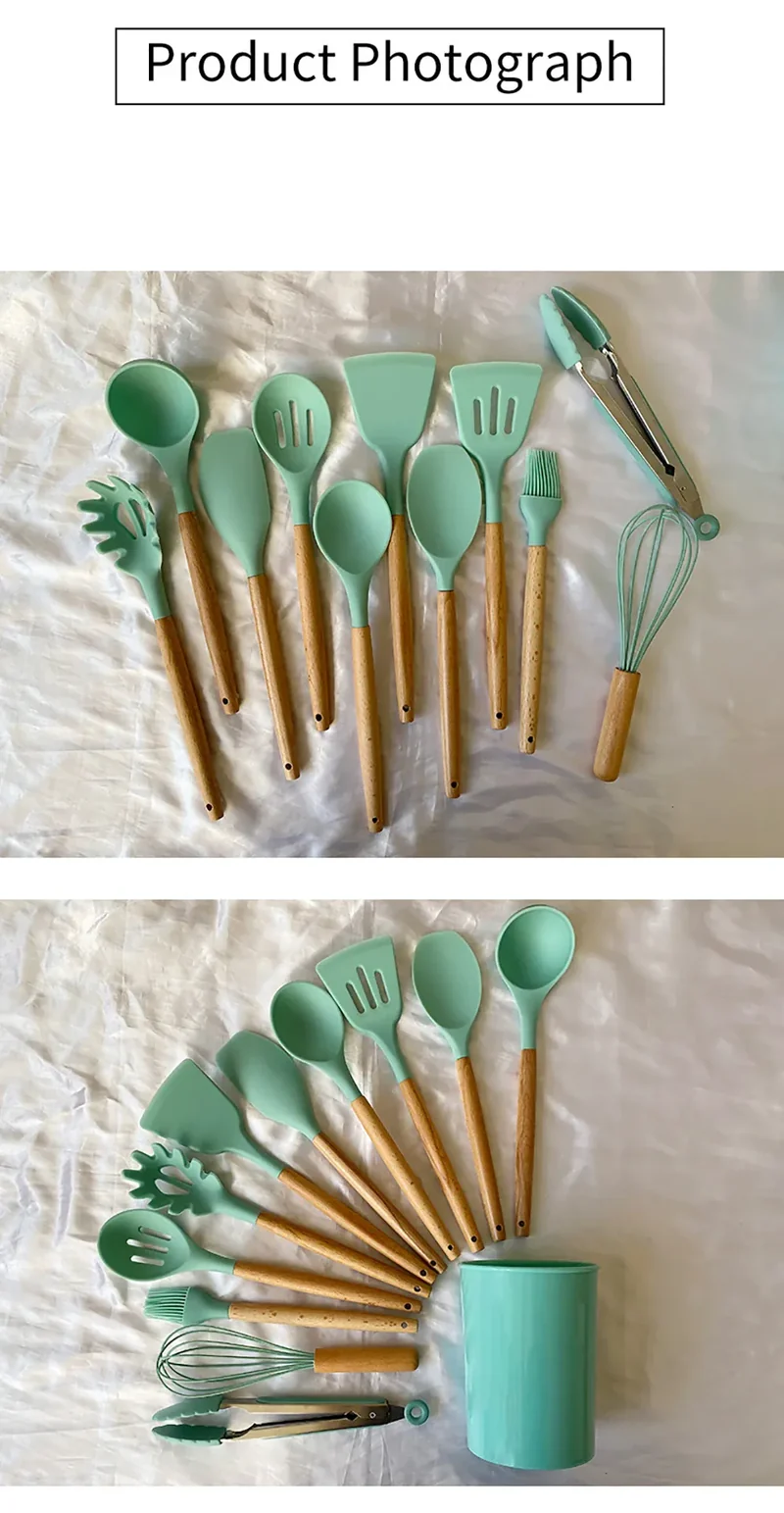 Set Ustensiles Silicone 10 pièces | Résistants à la chaleur et Antiadhésifs