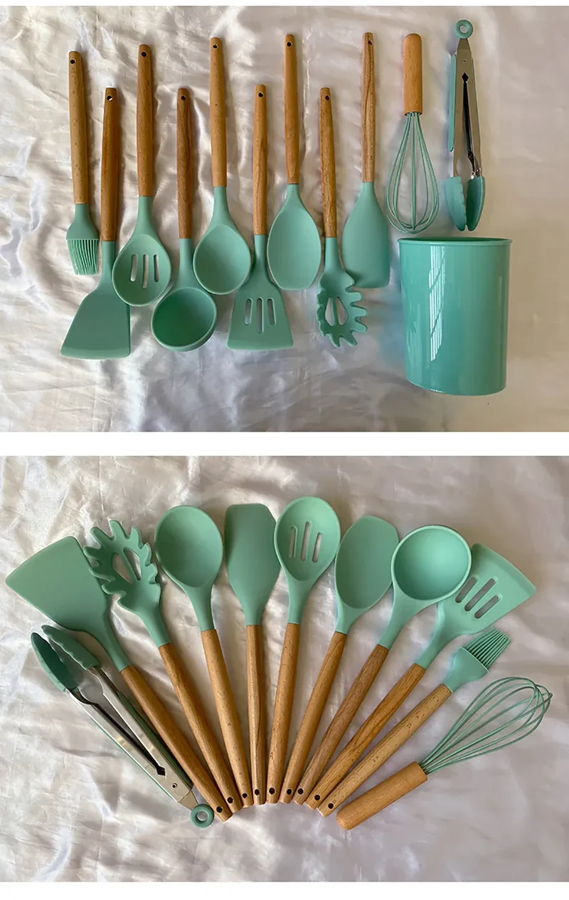 Set Ustensiles Silicone 10 pièces | Résistants à la chaleur et Antiadhésifs