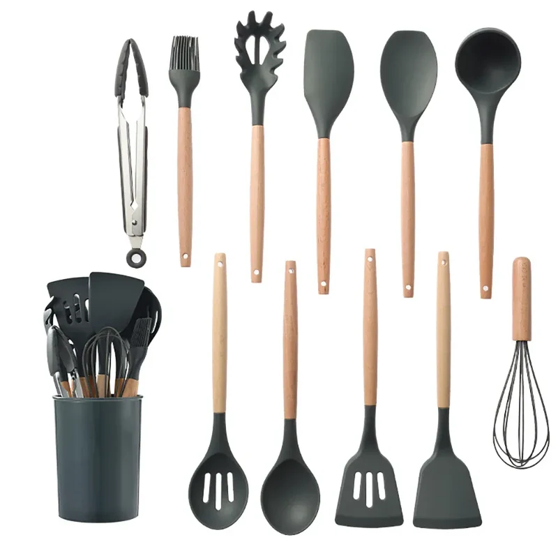 Set Ustensiles Silicone 10 pièces | Résistants à la chaleur et Antiadhésifs